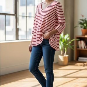 Joules Red and White Striped Top